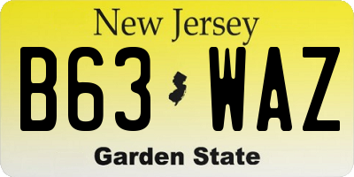 NJ license plate B63WAZ