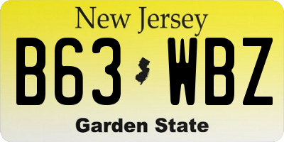 NJ license plate B63WBZ