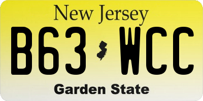 NJ license plate B63WCC