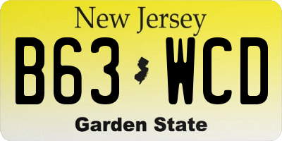 NJ license plate B63WCD