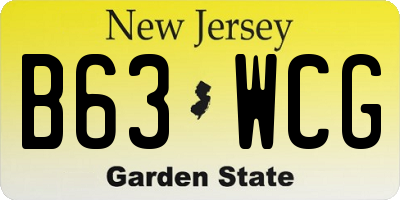 NJ license plate B63WCG