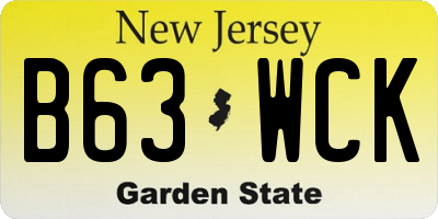 NJ license plate B63WCK