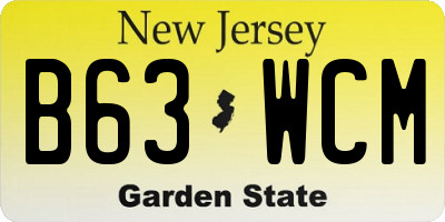 NJ license plate B63WCM