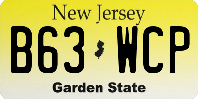 NJ license plate B63WCP