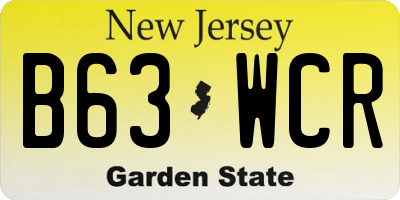 NJ license plate B63WCR