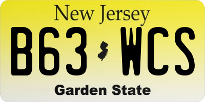 NJ license plate B63WCS