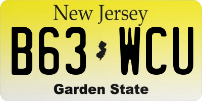 NJ license plate B63WCU