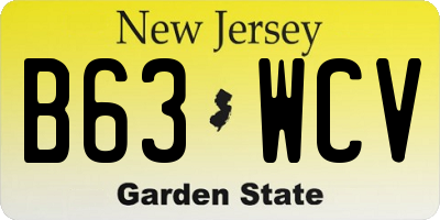 NJ license plate B63WCV