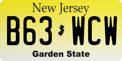 NJ license plate B63WCW