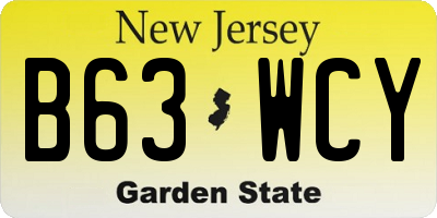 NJ license plate B63WCY