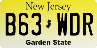 NJ license plate B63WDR