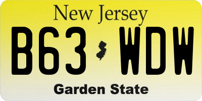 NJ license plate B63WDW
