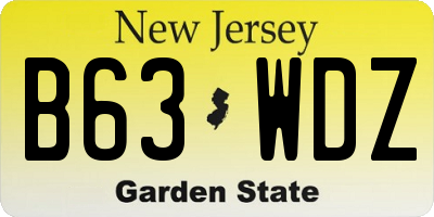 NJ license plate B63WDZ