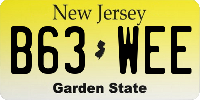 NJ license plate B63WEE