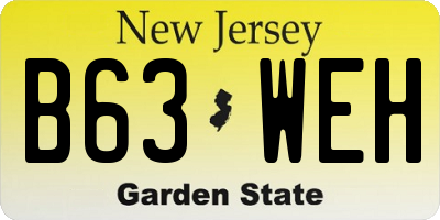 NJ license plate B63WEH
