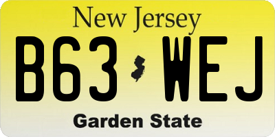NJ license plate B63WEJ