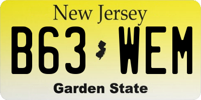 NJ license plate B63WEM