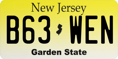NJ license plate B63WEN