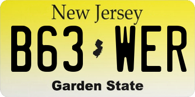 NJ license plate B63WER