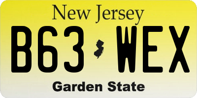 NJ license plate B63WEX