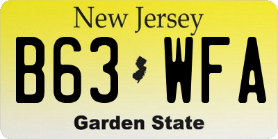 NJ license plate B63WFA