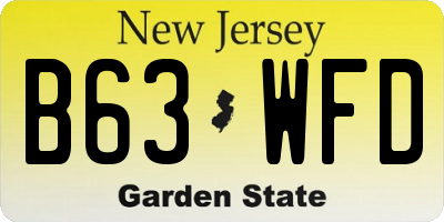 NJ license plate B63WFD