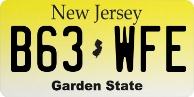 NJ license plate B63WFE
