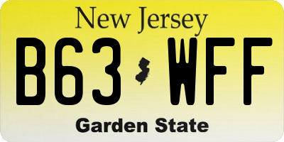 NJ license plate B63WFF