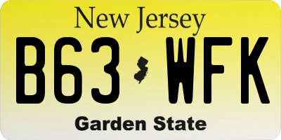 NJ license plate B63WFK