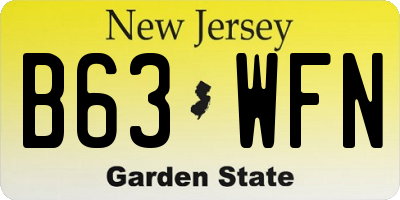 NJ license plate B63WFN