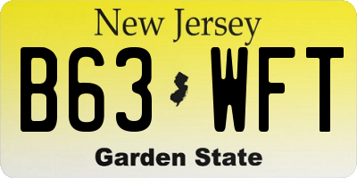 NJ license plate B63WFT