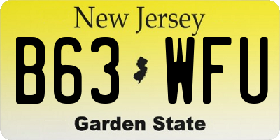 NJ license plate B63WFU