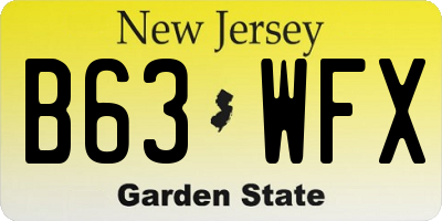 NJ license plate B63WFX