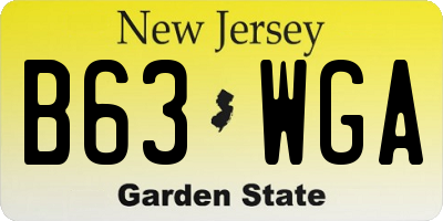 NJ license plate B63WGA