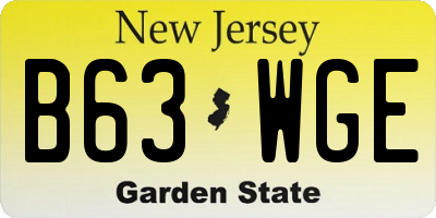 NJ license plate B63WGE