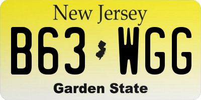 NJ license plate B63WGG
