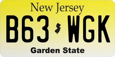 NJ license plate B63WGK