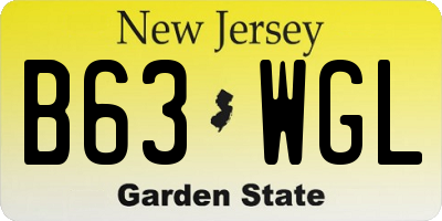 NJ license plate B63WGL
