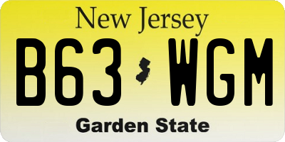 NJ license plate B63WGM