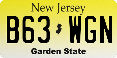 NJ license plate B63WGN