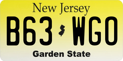 NJ license plate B63WGO