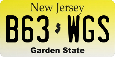 NJ license plate B63WGS