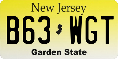 NJ license plate B63WGT