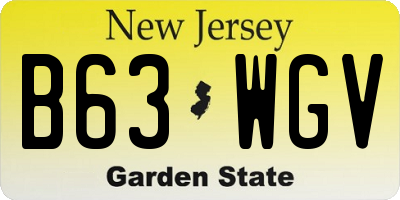 NJ license plate B63WGV