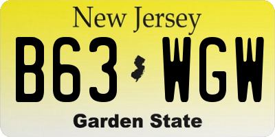 NJ license plate B63WGW