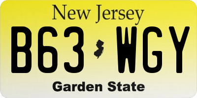 NJ license plate B63WGY