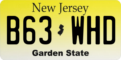 NJ license plate B63WHD