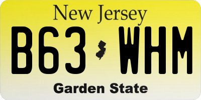 NJ license plate B63WHM