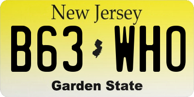NJ license plate B63WHO