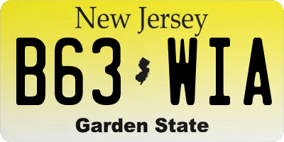 NJ license plate B63WIA